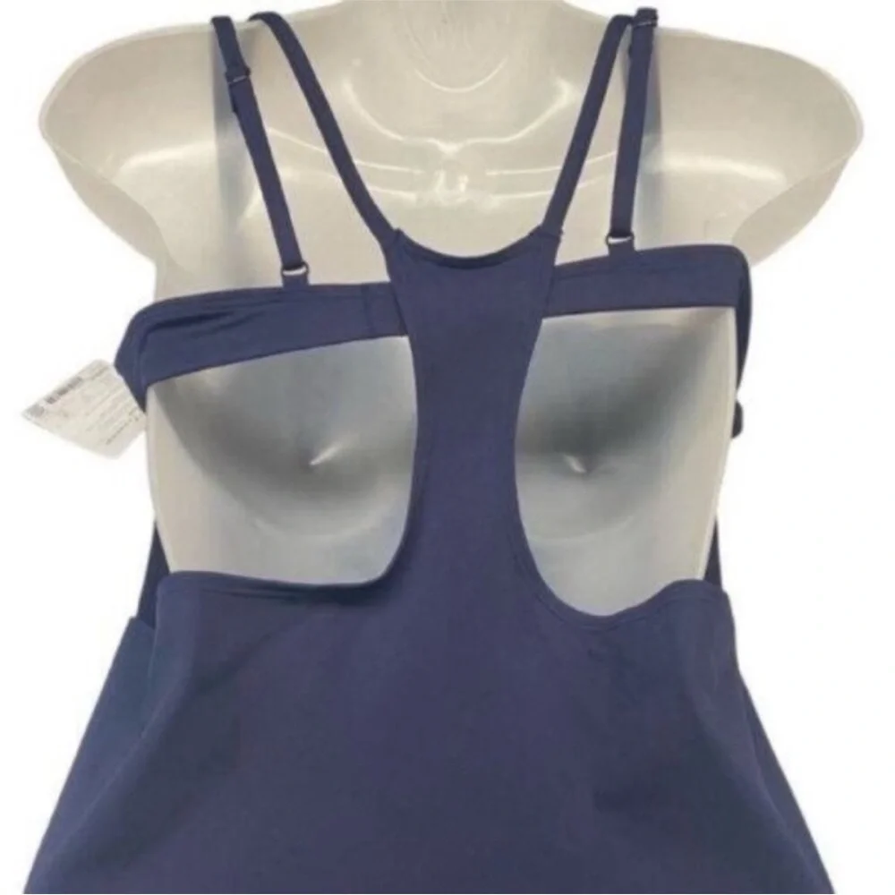 Athleta‎ Seascape Tankini Swim Tank UPF 50+ Blue Vacation Coastal Beach 34 B/C